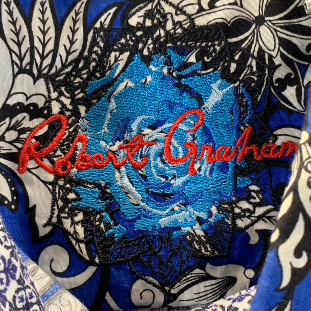 ROBERT GRAHAM Men's Blue Crossett Hawaiian Classic-Fit Button-Up Shirt SZ XL - Picture 7 of 9